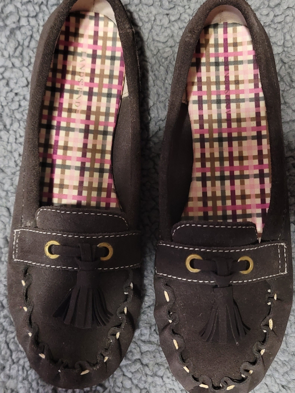 Lands' End Women's Dark Brown Tassel Moccasin Loafers